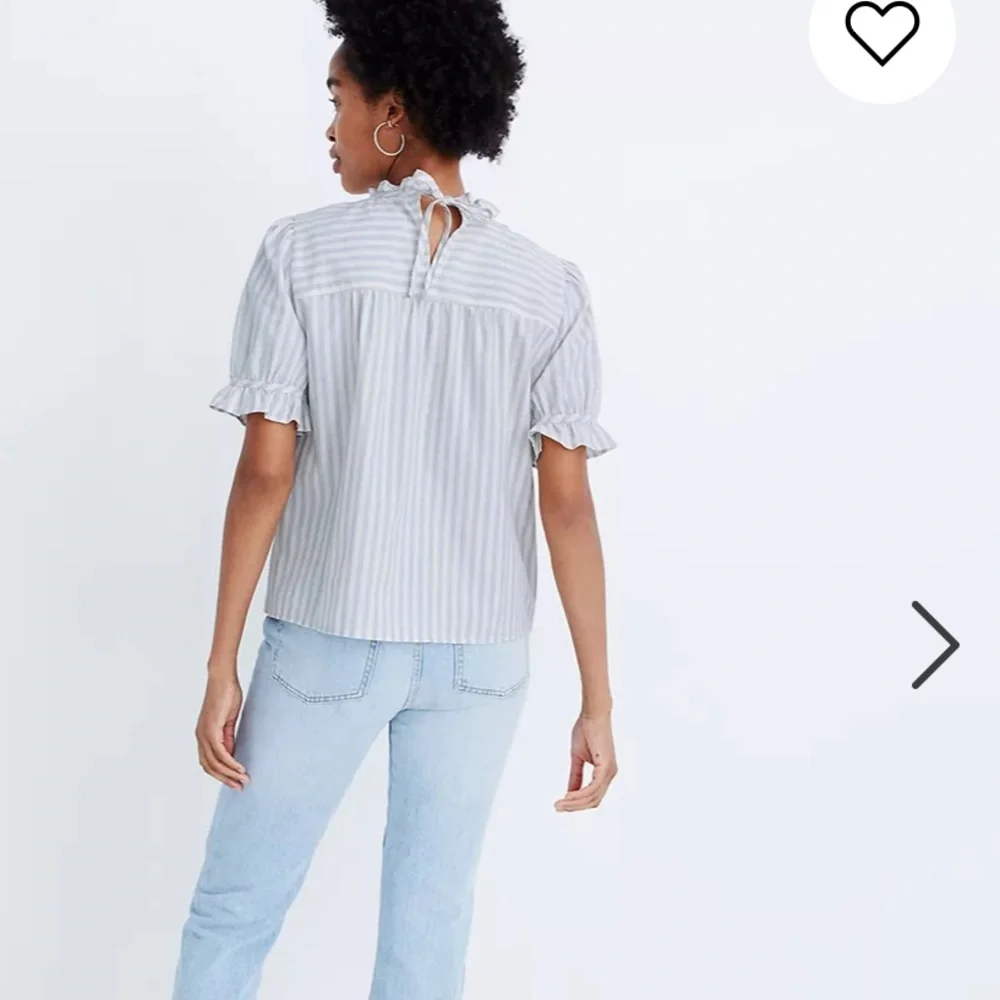 Madewell Striped Ruffle-Neck Keyhole Top Size XS - Picture 3 of 9